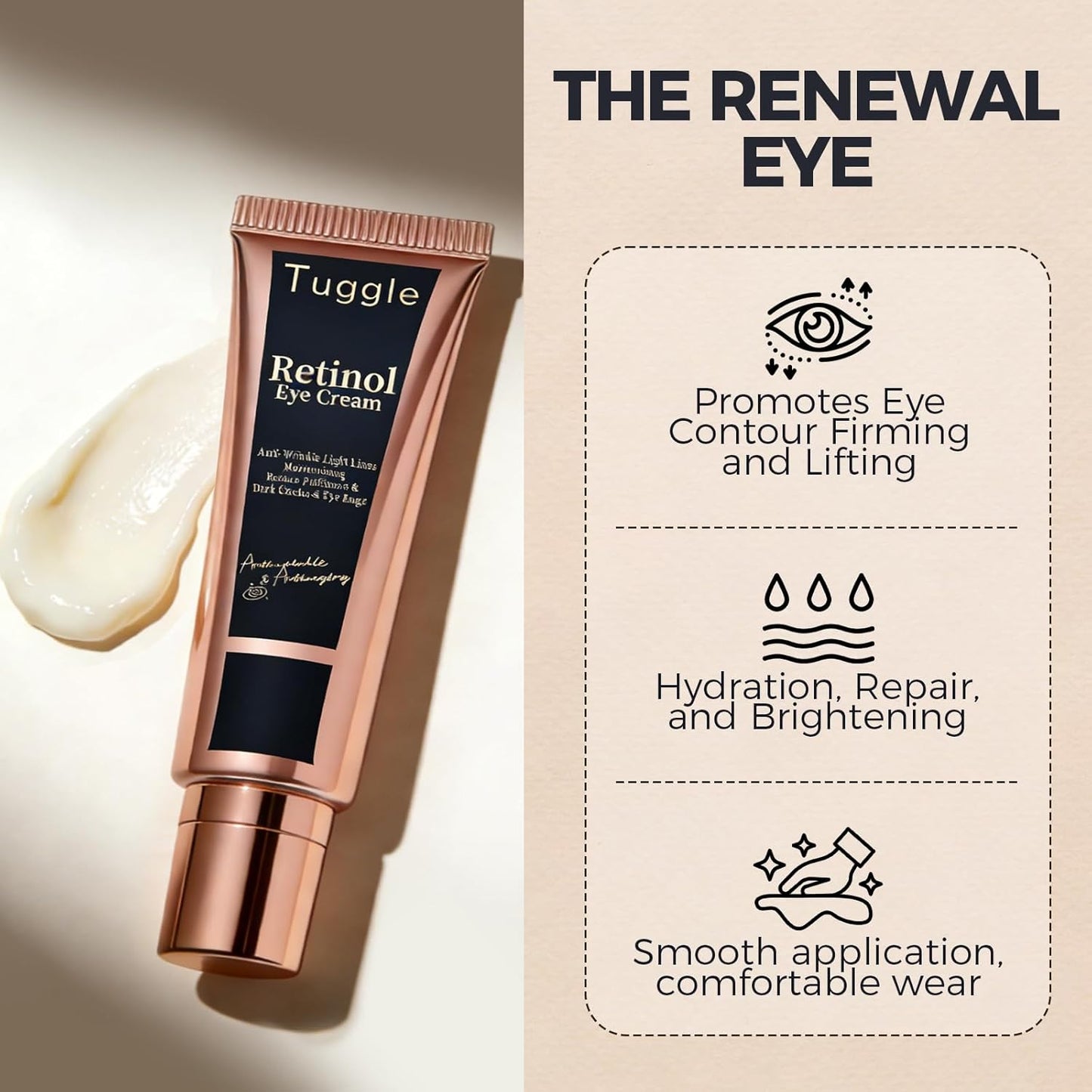 Skiennix Retinol Under Eye Cream - Anti-Aging Formula with Caffeine & Peptides for Dark Circles & Puffiness | 0.7 Fl. Oz