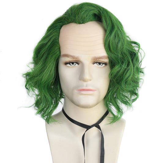 HUNIGIR Joker Wig Green Bald Wig Mens Green Wig Green Bald Head Wig Heat Resistant Synthetic Halloween Cosplay Costume Wig (Green)