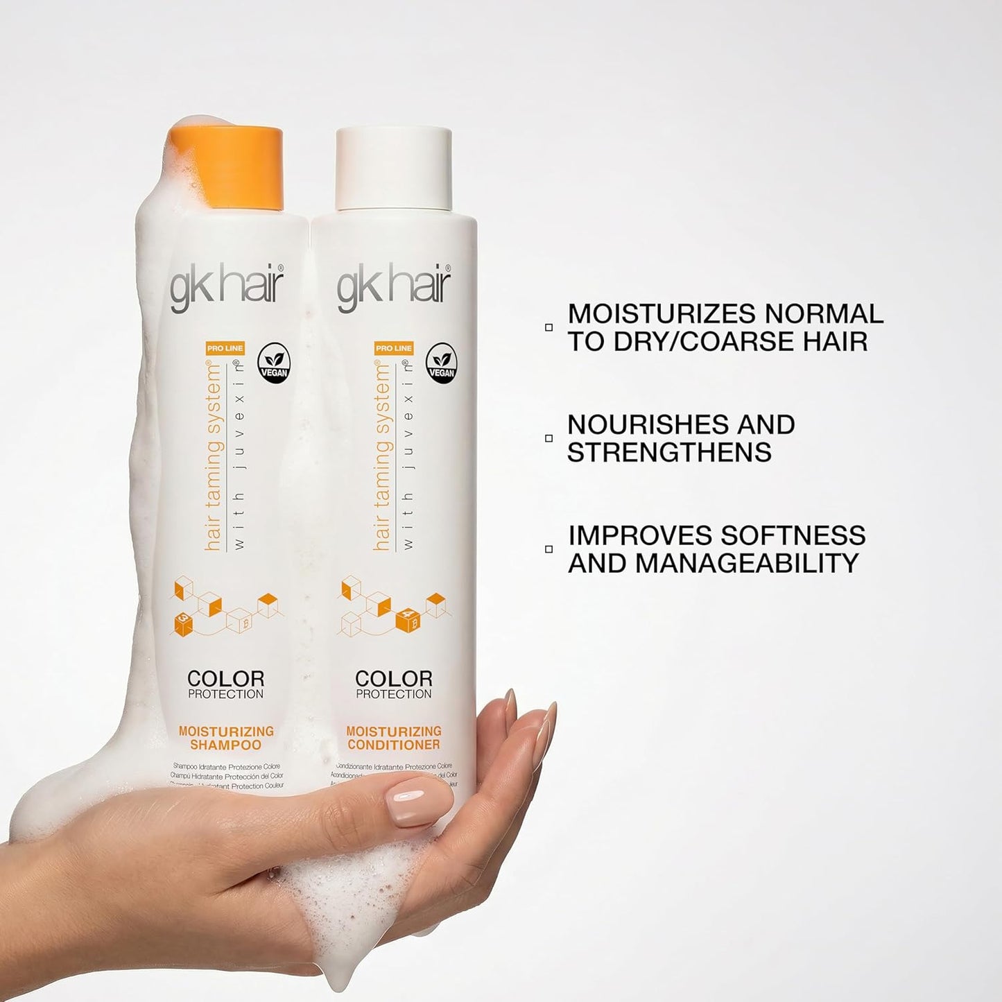 GK HAIR Moisturizing Color Protection Shampoo & Conditioner Set - Hydrating Formula for Dry, Coarse & Color-Treated Hair | 10.1 Oz