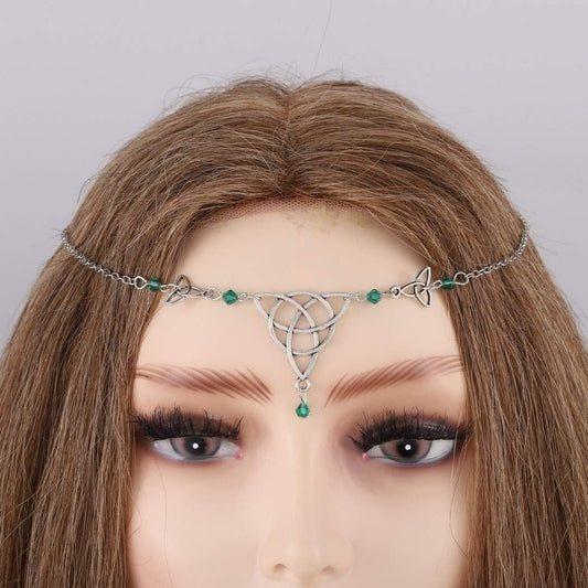 Ursumy Religion Retro Head Chain Wizard Magic Headpiece Crystal Hair Jewelry Festival Head Accessories for Women and Girls (Green)