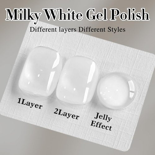 Double Rhythm Gel Nail Polish - Pure Sheer Soak Off Formula for DIY Manicure | Milky White 15ML