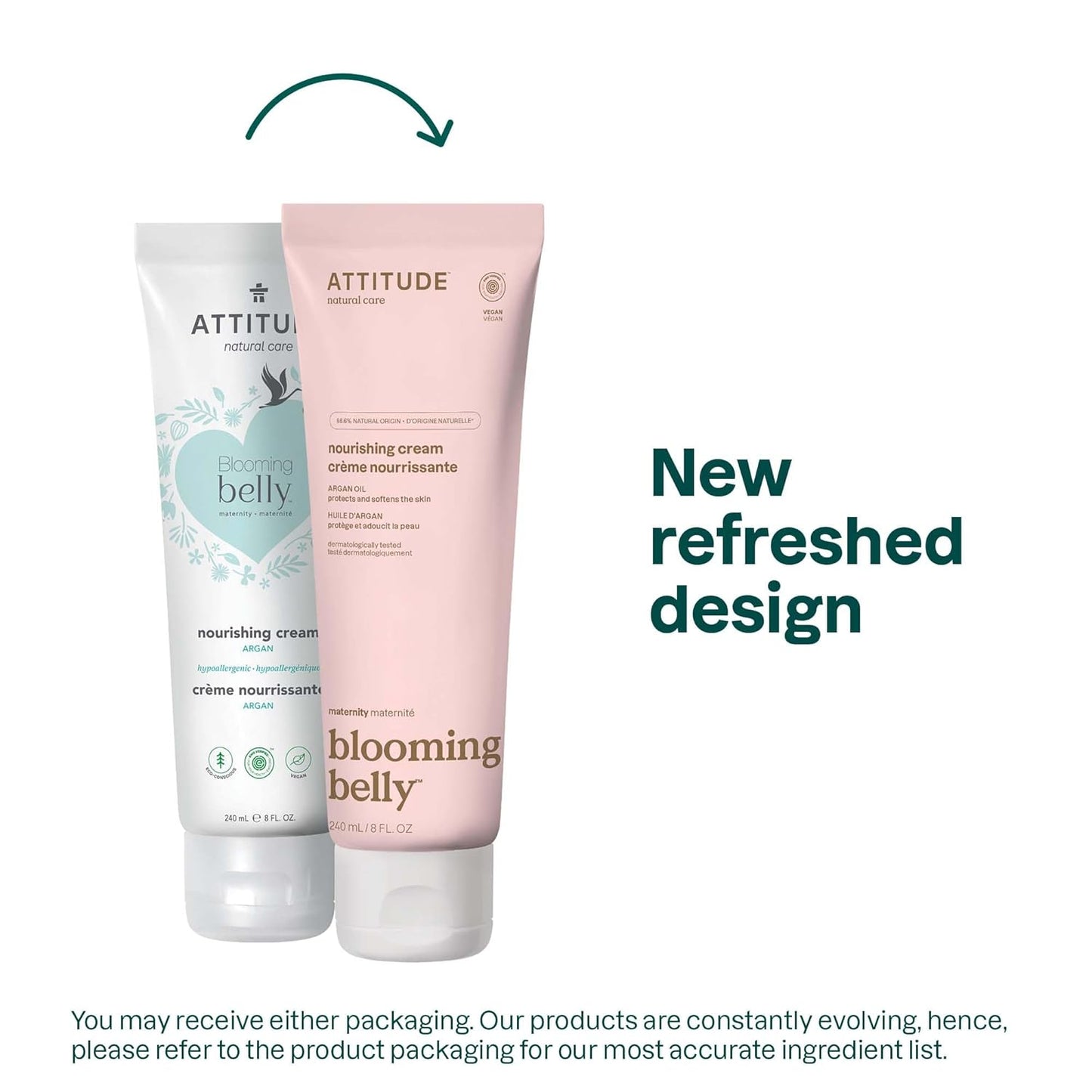 ATTITUDE Pregnancy Nourishing Body Cream - EWG Verified, Vegan & Plant-Based with Argan Oil | 8 Fl Oz