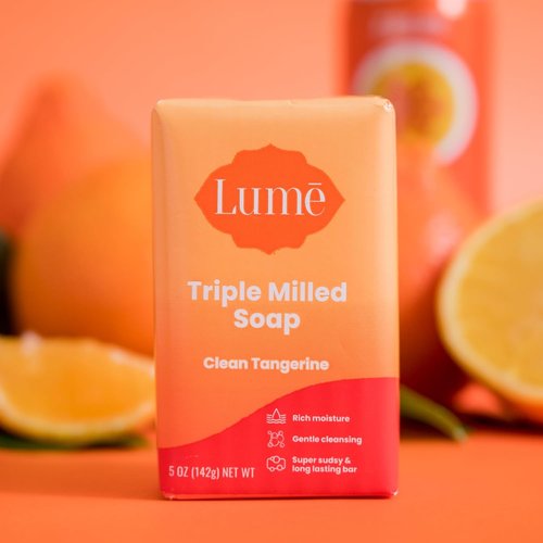 Lume Triple Milled Bar Soap - Gentle Cleansing & Rich Moisture - Paraben Free, 5 oz (Clean Tangerine)