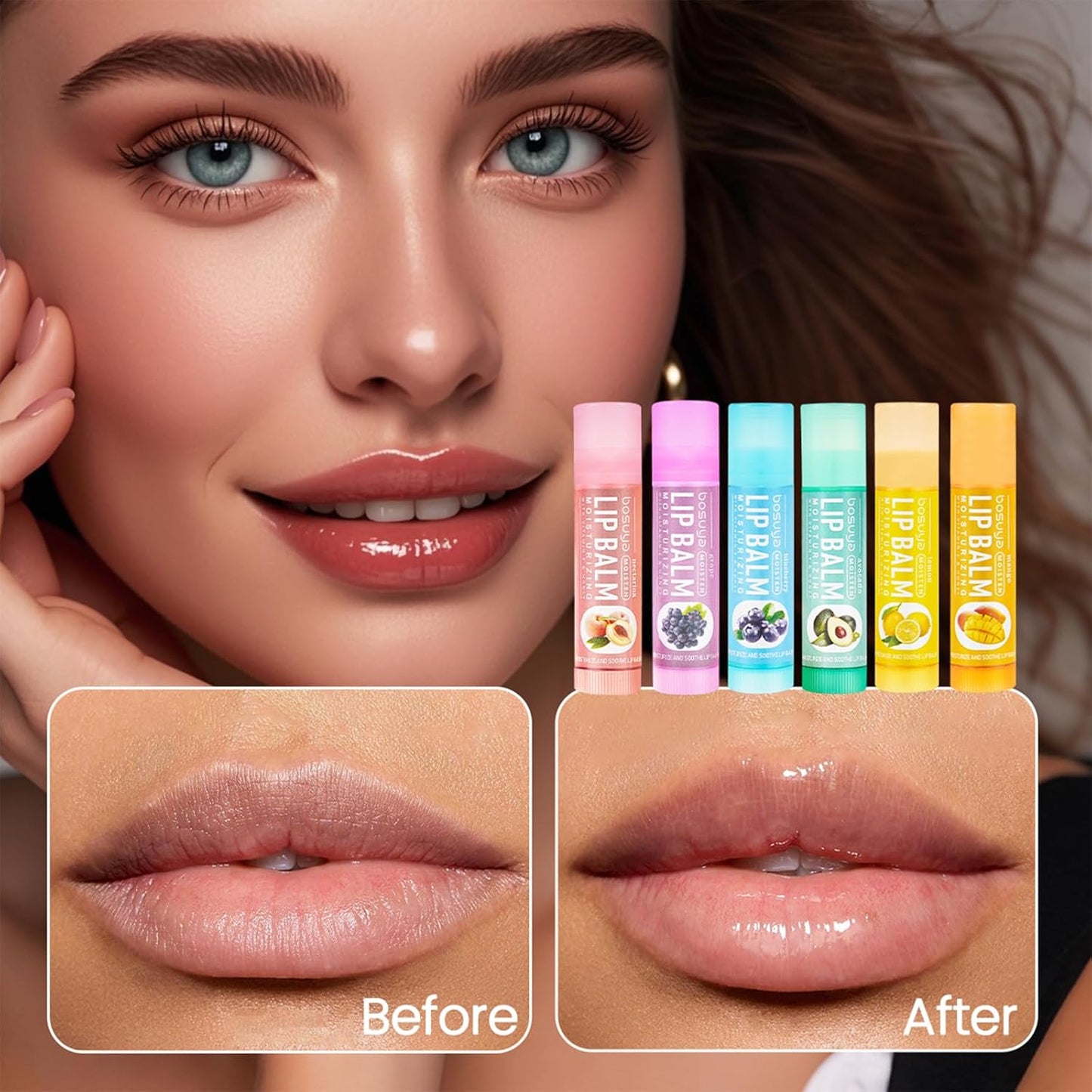 Skiennix Lip Balm Set - Gentle Hydration for Dry & Sensitive Lips | 6 Flavors, All-Day Moisture