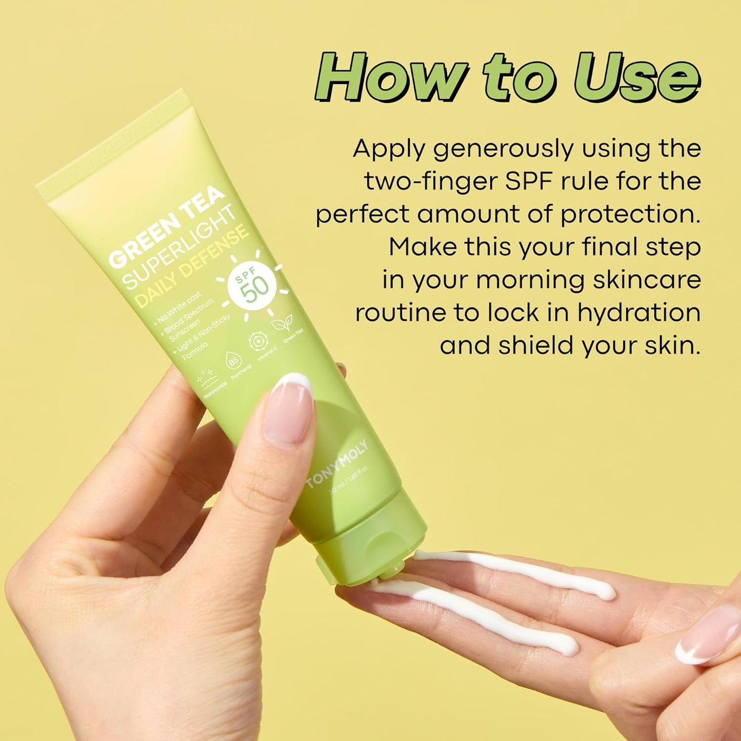 TONYMOLY Green Tea Sunscreen SPF 50 - Non-Greasy Broad Spectrum Face Protection with Niacinamide & Hyaluronic Acid | Travel Size 50ml