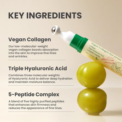 AXIS-Y Vegan Collagen Eye Serum - Triple Hyaluronic Acid & Peptide Formula for Elasticity | 0.33 fl. oz.