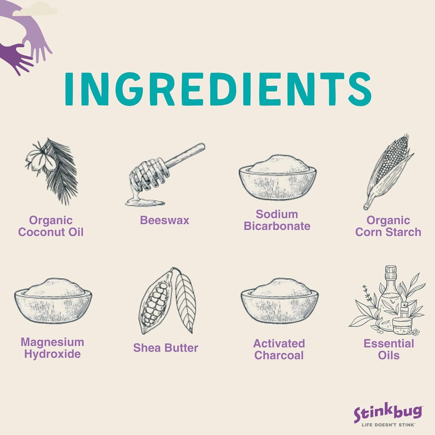 Stinkbug Naturals Organic Deodorant Stick - Aluminum Free, Sweet Peppermint & Coconut Oil, 2.1 Oz