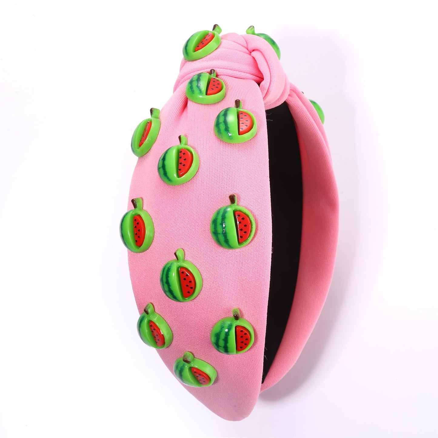 VOGUEKNOCK Fruit Headbands for Women Girls Tropical Watermelon Knotted Headband Summer Beach Headwear Hair Accessories(Watermelon-Pink)