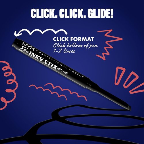 NYX PROFESSIONAL MAKEUP Epic Inky Stix Eyeliner - Waterproof Cream Gel Formula, 24HR Wear | 01 Black Screen (Matte Black)