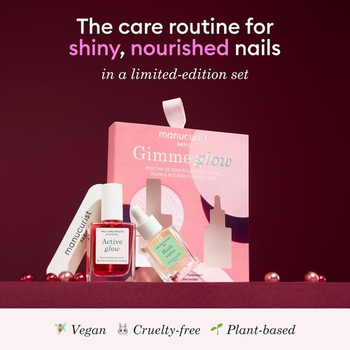 Manucurist Active Glow Raspberry Gift Set - Nail Polish, Cuticle Oil & Mini File Included | Perfect Nail Care Essentials
