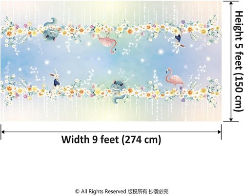Cheerland Floral Tablecloth - 9x5 Ft Fabric for Tea Party & Spring Celebrations | Alice in Wonderland Theme