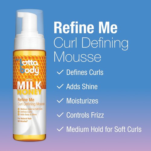 Lottabody Refine Me Curl Defining Mousse - Lightweight Frizz Control with Milk & Honey, 7 oz
