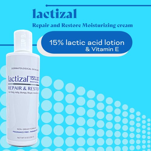 LACTIZAL Repair & Restore lotion With 15% Lactic Acid – 8 oz bottle – 2-in-1 Intensive Exfoliator and Moisturizer For Extream Dry Skin