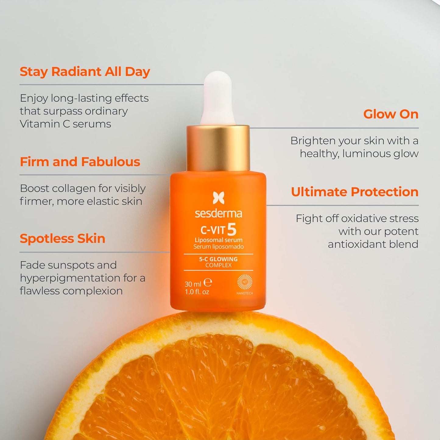 Sesderma C-VIT 5 Fusion Vitamin C Serum - Boost Hydration & Radiant Glow | 1.0 fl. Oz Antioxidant Formula