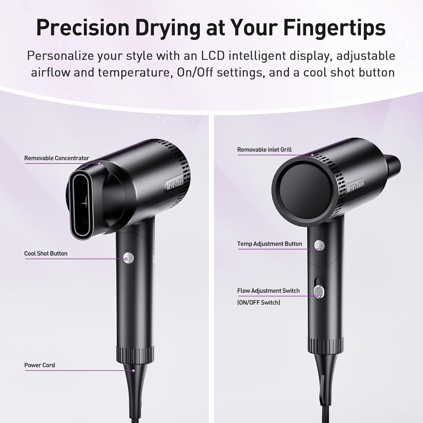 Skiennix Hair Dryer - High-Speed Ionic Blow Dryer with 1600 Watt Motor | Foldable & Lightweight for Fast Drying