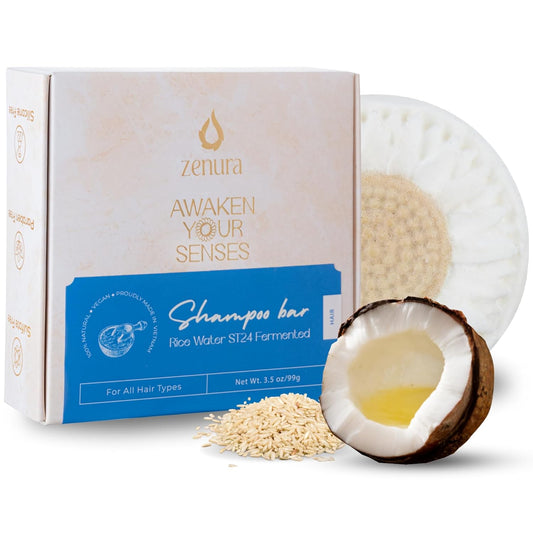 Skiennix Rice Water Shampoo Bar - Boost Hair Growth with Coconut Oil | Eco-Friendly & Vegan - 3.5 oz