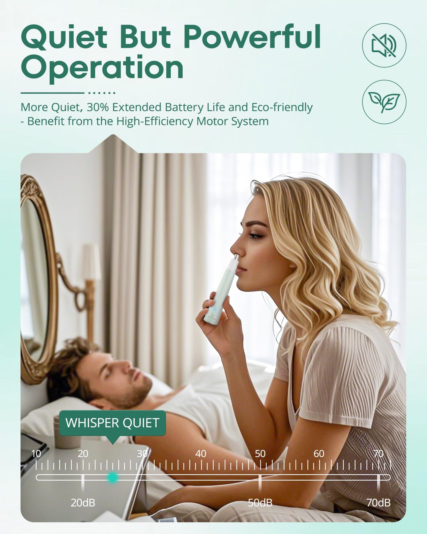 VG VOGCREST Nose Hair Trimmer for Women: Rechargeable 2 in 1 Ear Eyebrow Trimmer (Green)