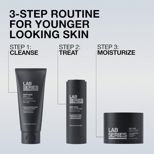 Lab Series Men's Max LS Anti-Age Cleanser - Foaming Face Wash for Detoxifying Skin - 3.4 fl oz