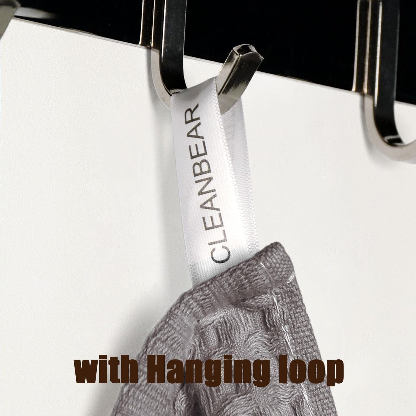 Cleanbear Classic Waffle Washcloths, 100% Cotton Face Towels, Absorbent and Quick-Drying, Soft Washcloths 12 Pack for Face and Body, 13 x 13 Inches (Gray)