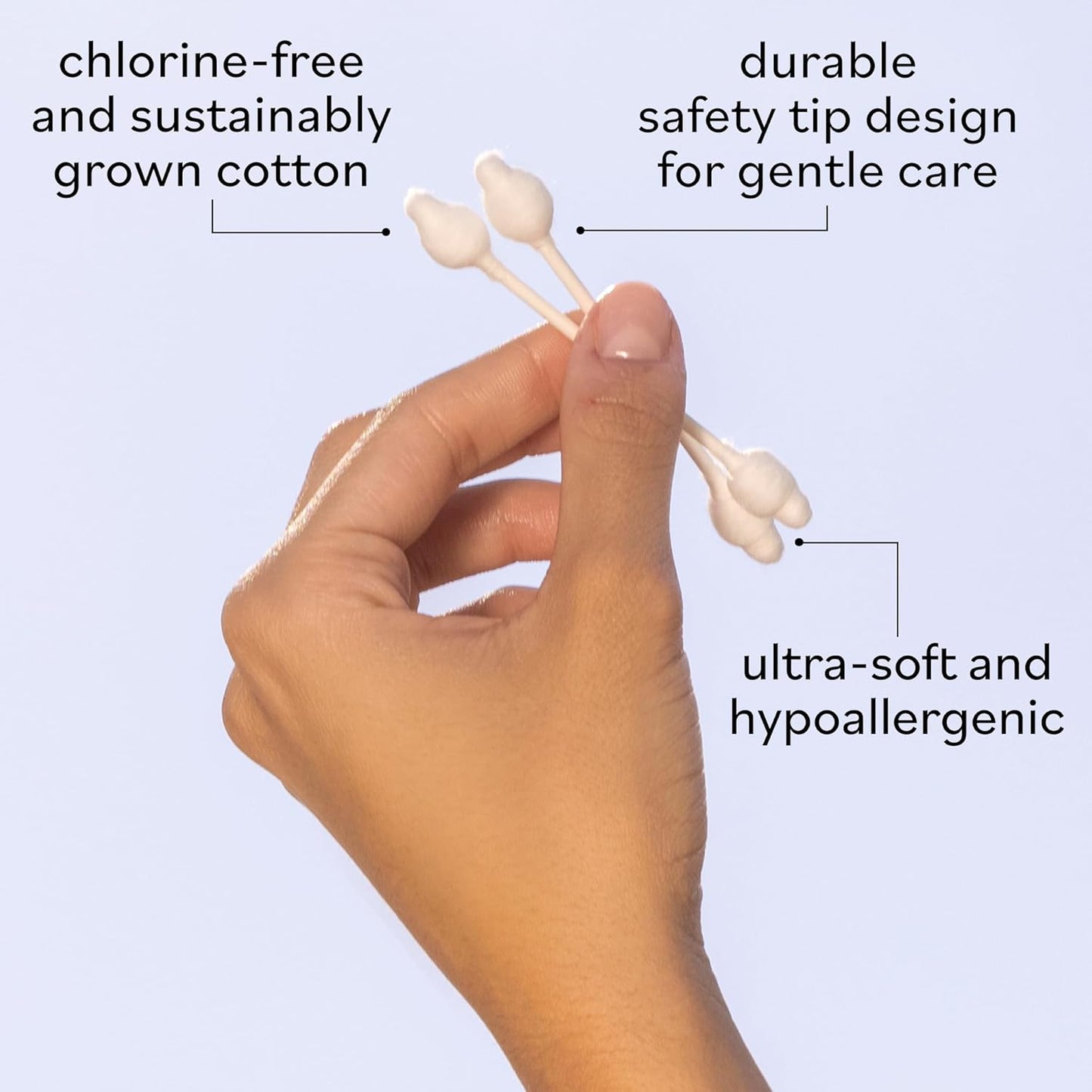 Sky Organics - Organic Baby Cotton Swabs - Ultra Soft Tips for Sensitive Skin - 60 Count - Hypoallergenic & Vegan