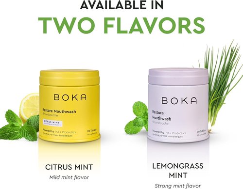 Boka Mouthwash Tablets - Refreshing Breath with Hydroxyapatite - Fluoride & Alcohol Free | Travel Size (90 Pcs, Mint)
