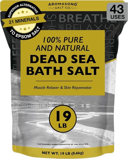 Aromasong Dead Sea Salt - 100% Pure Spa Bath Salt - 19 Lbs Fine Grain for Relaxation & Skin Care - Resealable Pack
