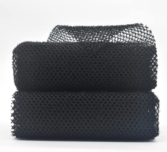 Skiennix 2 Piece Exfoliating African Body Scrubbers - Black Wash Net Sponges for Shower & Bath