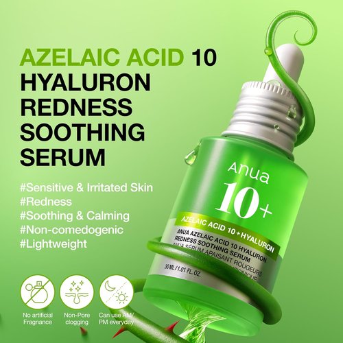 Anua Azelaic Acid 10% Serum - Redness Soothing Facial Serum for Blemish-Prone Skin | 1.01 fl oz