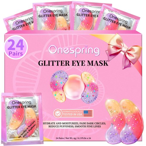 Eye Masks (24 Pairs) - Gift for Her - Tri-color Under Eye Patches for Dark Circles, Puffiness, Wrinkles, Soothing & Hydrating, Skincare Eye Gel Pads, Beauty Essential for Women, Easter Basket Stuffers