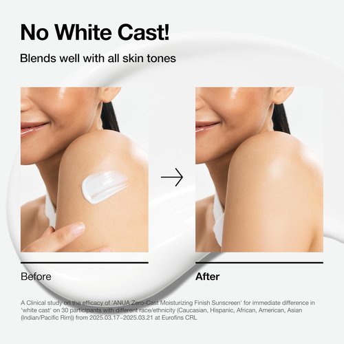 Anua Zero-Cast Moisturizing Sunscreen SPF 50 - Glow-Enhancing, Oil-Free Formula with Hyaluronic Acid & Niacinamide | 1.69 fl oz