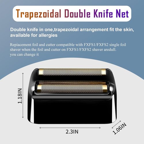 BaBylissPRO Replacement Foil and Cutters for Double FXFS2 Metal Shaver - Black 2-Pack