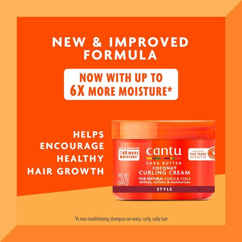 Cantu Coconut Curling Cream - Moisturizing Shea Butter Formula for Natural Hair, 12 oz