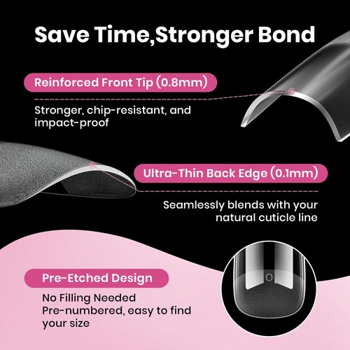 Beetles Gel Nail Tips Flat-X - Square Coffin Short, 320pcs 16 Sizes, Pre-Etched Half Matte Full Cover Soft Acrylic False Nail Tips Easy DIY Press on Nail Extension Salon for Flat & Natural Nail Beds