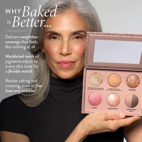 Laura Geller Baked Icons Full Face Makeup Palette - All-in-One for Mature Skin | Medium Size with Foundations, Blush, Bronzer, Highlighter, Eyeshadows
