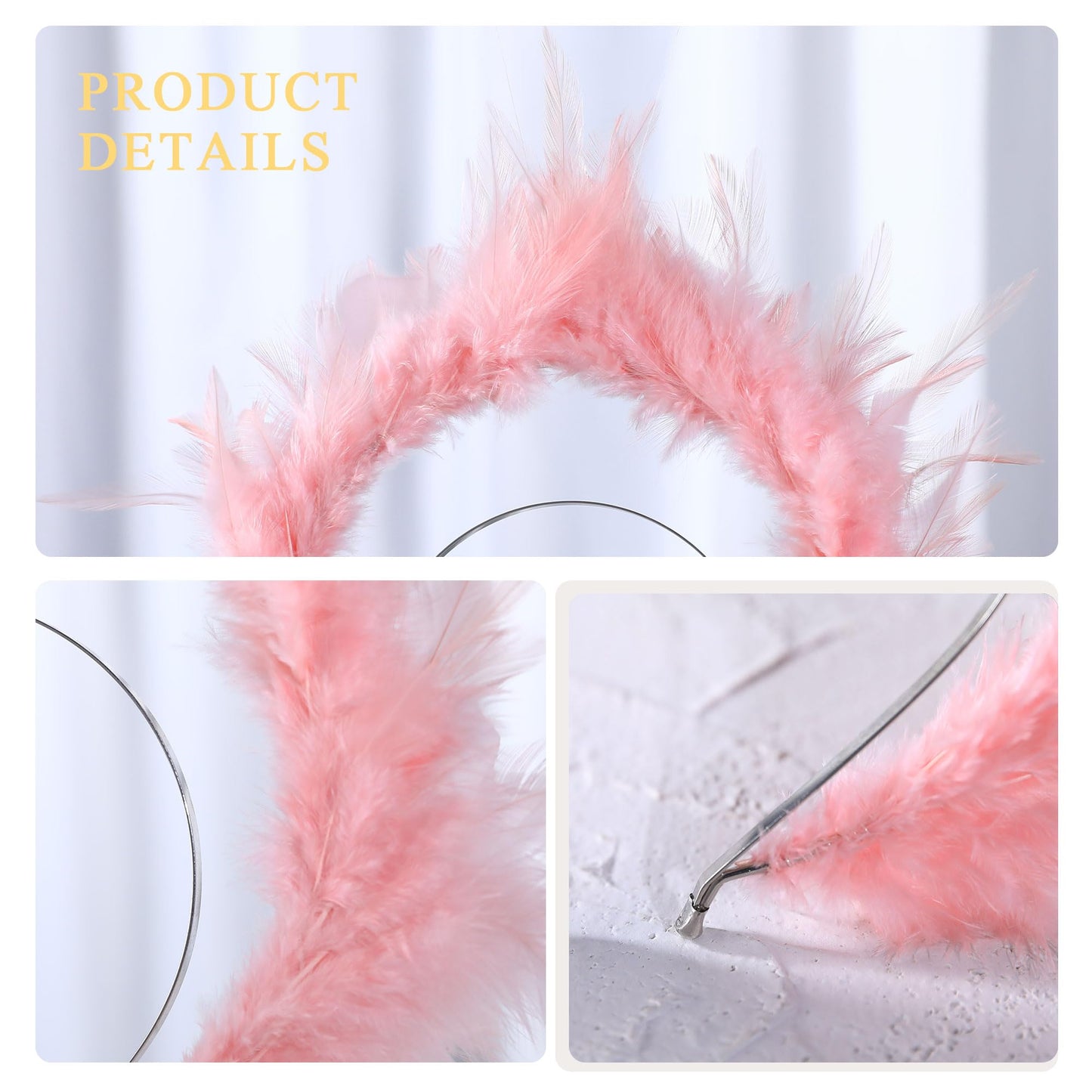 COSUCOS Angel Feather Halo Crown Pink - Fairy Dress Headband Accessories Cosplay Adult Hair Women Crown Halloween Costumens Headpiece