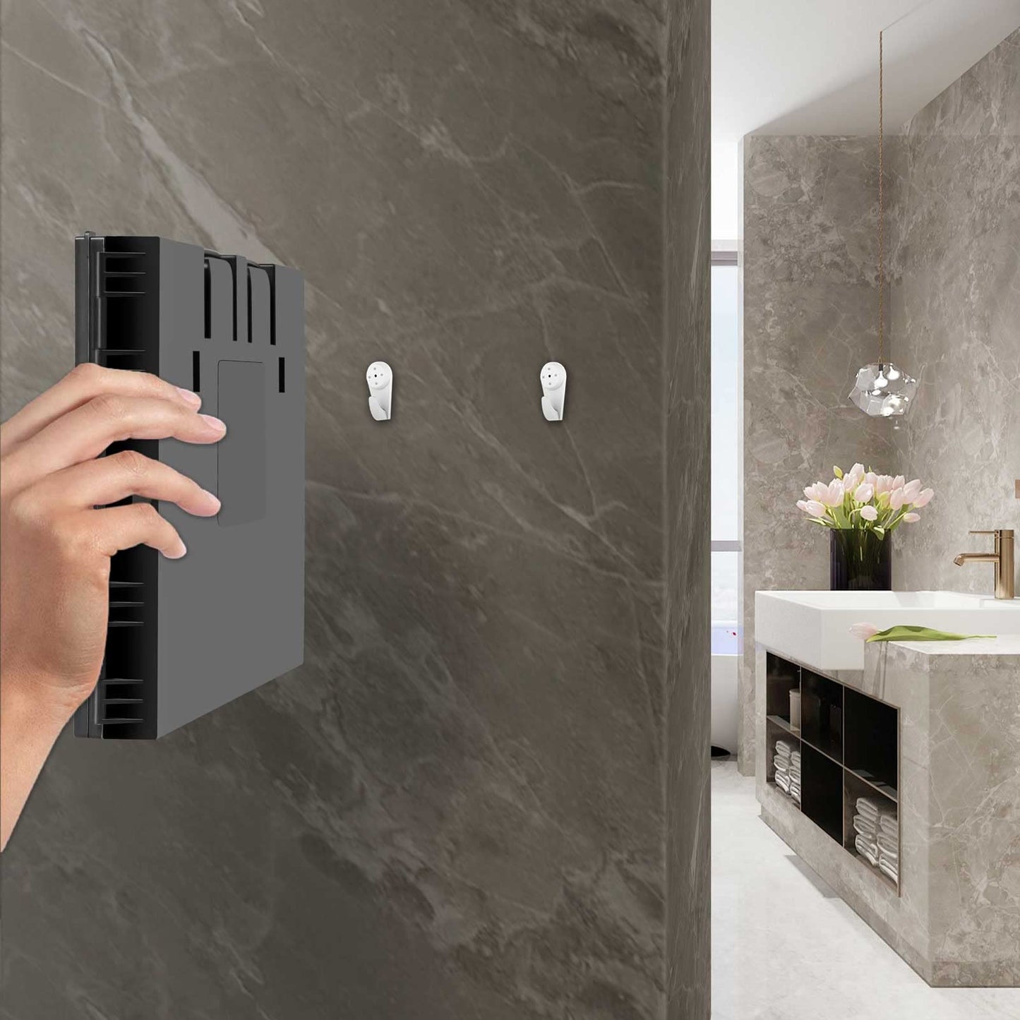 LMZNXCZ with LED Lights 3 Way Mirror for Self Hair Cutting,360 Haircuts Mirror Men for Barber Use Tools,to See Back of Head,Tri Fold with Portable Height Adjustable Telescoping Hooks