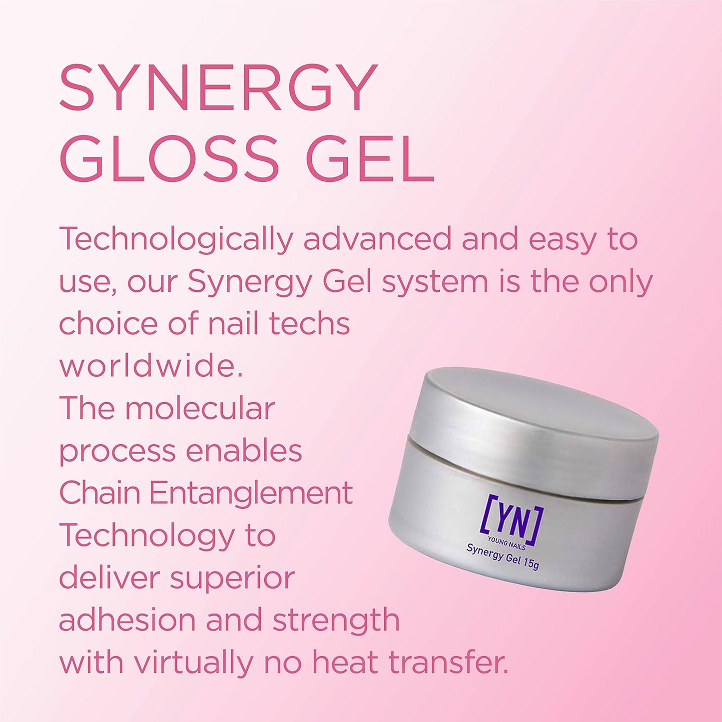 Young Nails Synergy Gel - Clear Gloss Finishing Gel for Superior Adhesion & Strength | 15g
