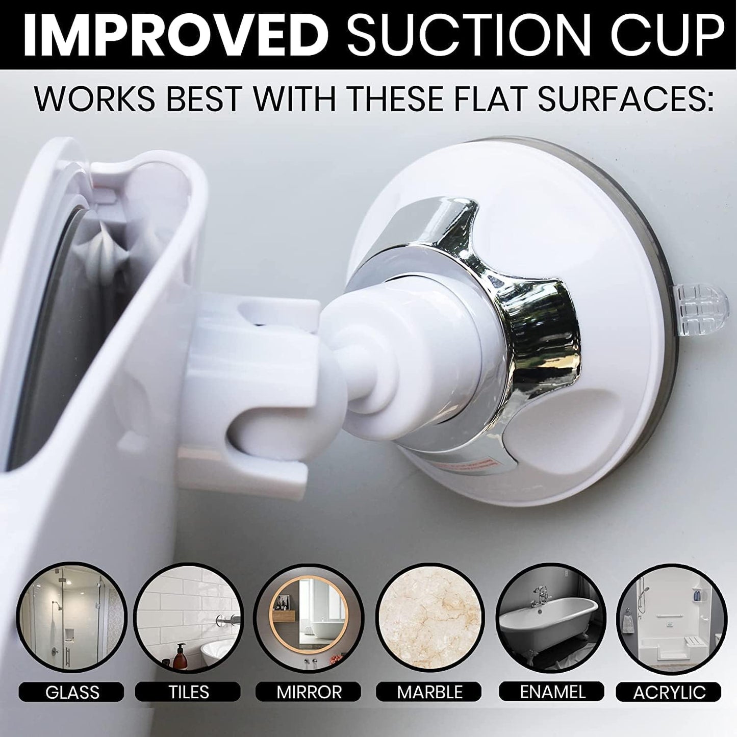 MIRRORVANA Fogless Shower Mirror for Shaving with Razor Holder, Upgraded 360° Swivel Suction and Anti Fog Shatterproof Surface (White)