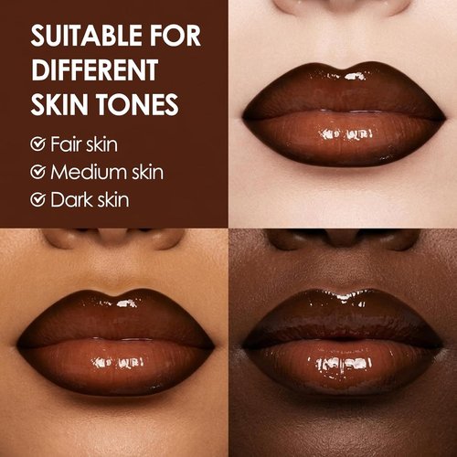 Erinde Lip Combo Set - Brown Lip Liner & Gloss for Nude Ombre Makeup | Hydrating, Non-Sticky Finish