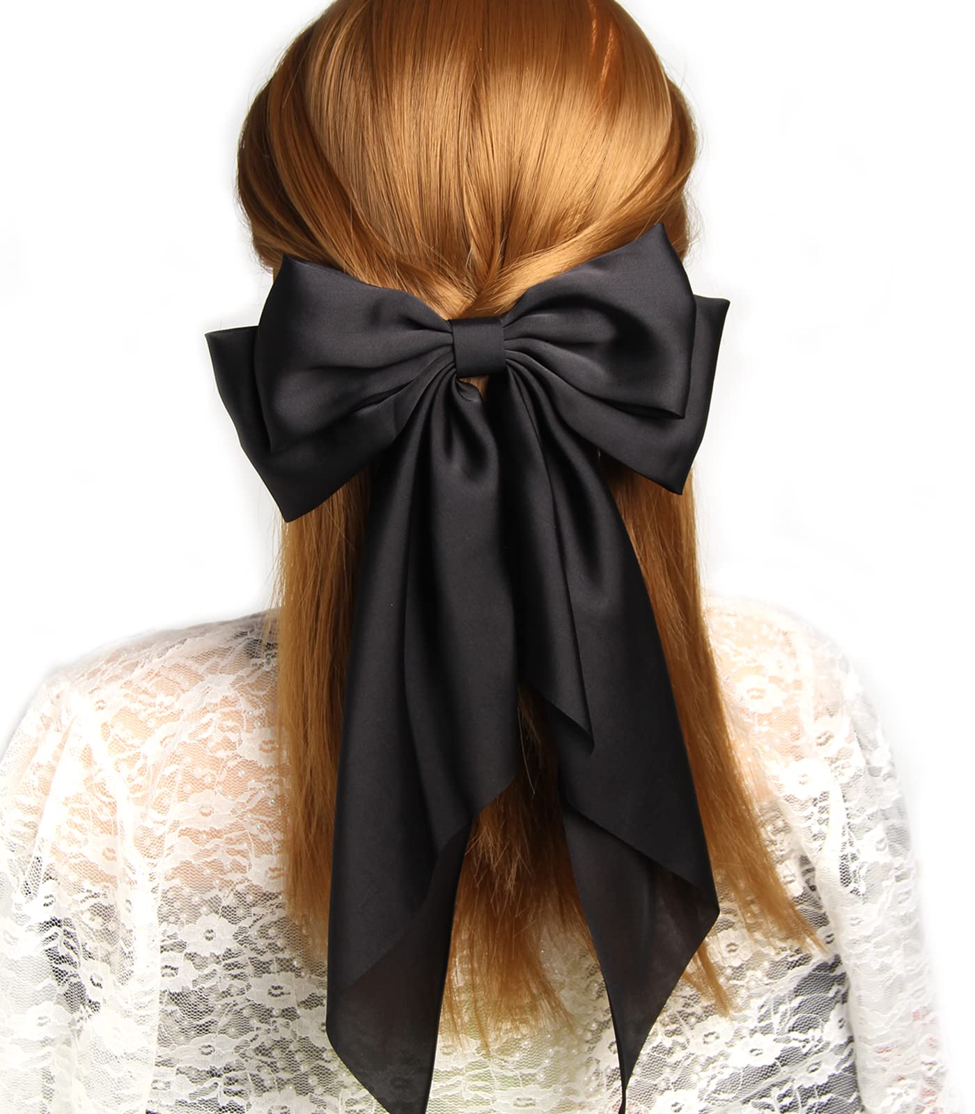 Women's Satin Hair Accessories: Long Ribbon Hair Pins with Big Bows for Party and Daily Wear