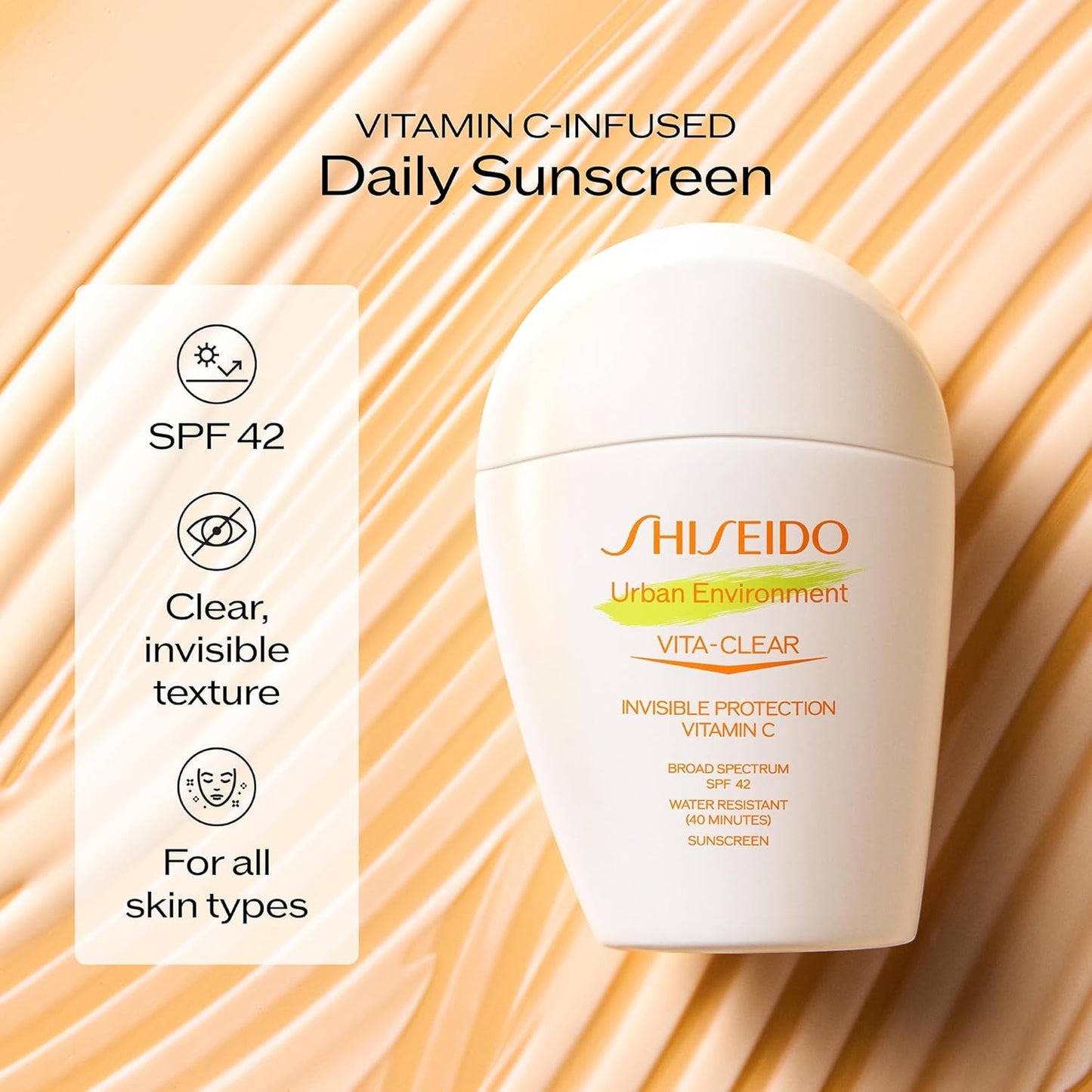 Shiseido Urban Environment Vita-Clear Sunscreen SPF 42 | Invisible Formula with Vitamin C - 30 mL