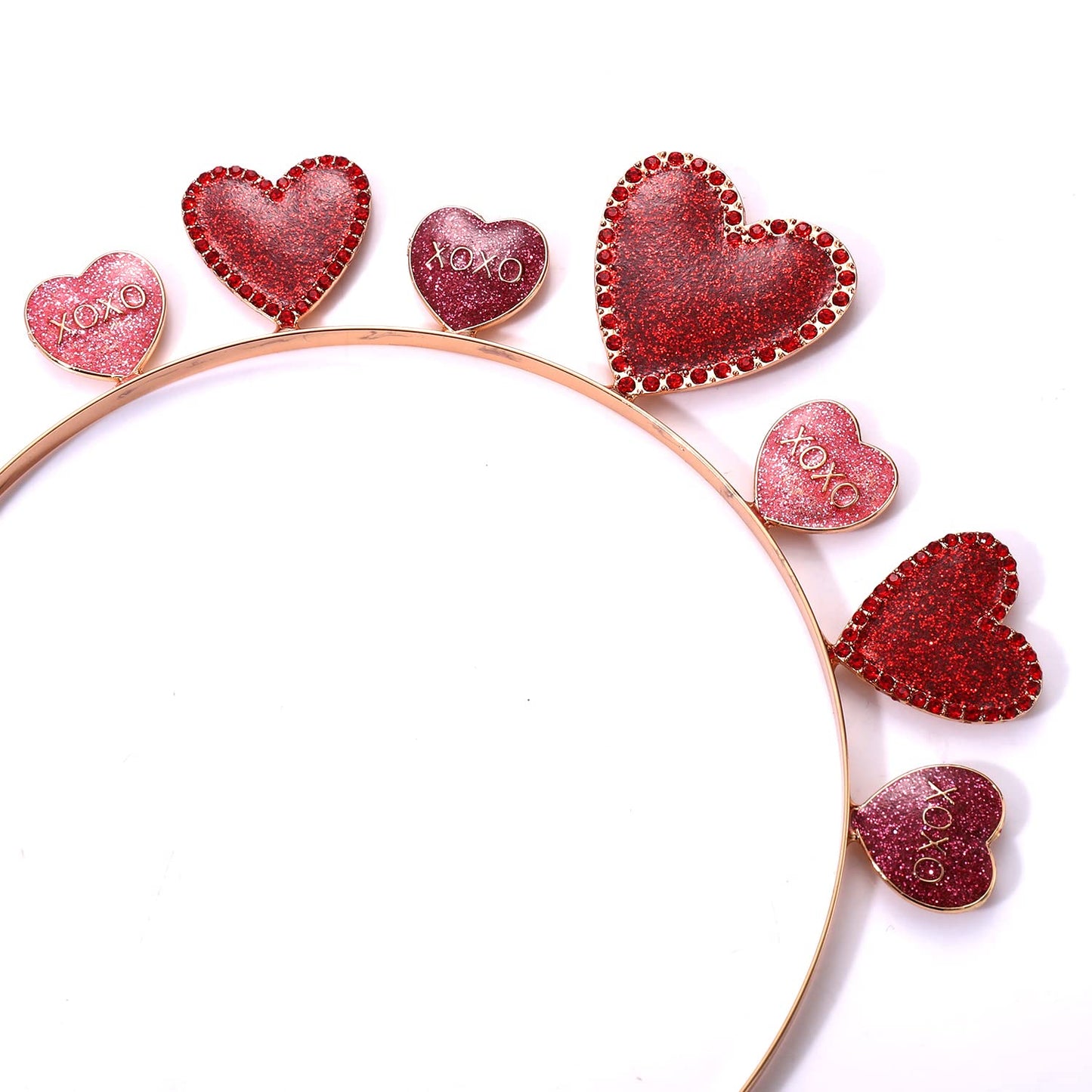 HEIDKRUEGER Valentine's Day Headbands Rhinestone Glitter Love Heart Hairband Sweet XO Heart Hair Hoop Accessories Valentine's Day Gifts