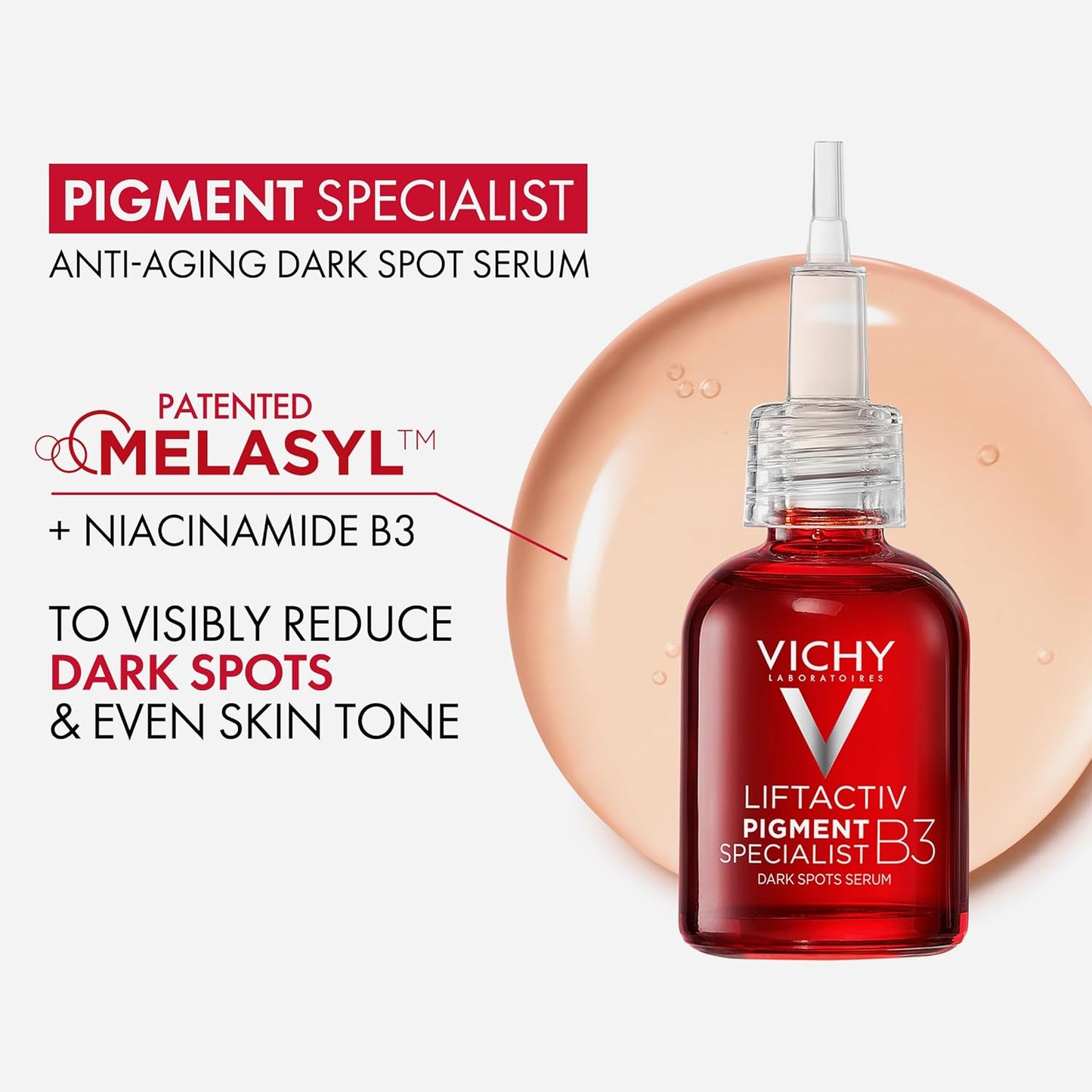 Vichy LiftActiv B3 Serum - 5% Niacinamide & Glycolic Acid for Dark Spot Reduction | Alcohol-Free, 30ml
