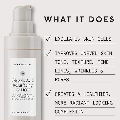 Naturium Glycolic Acid Resurfacing Gel 10% - AHA Exfoliating Gel with Natural Fruit Acids | 3.0 oz