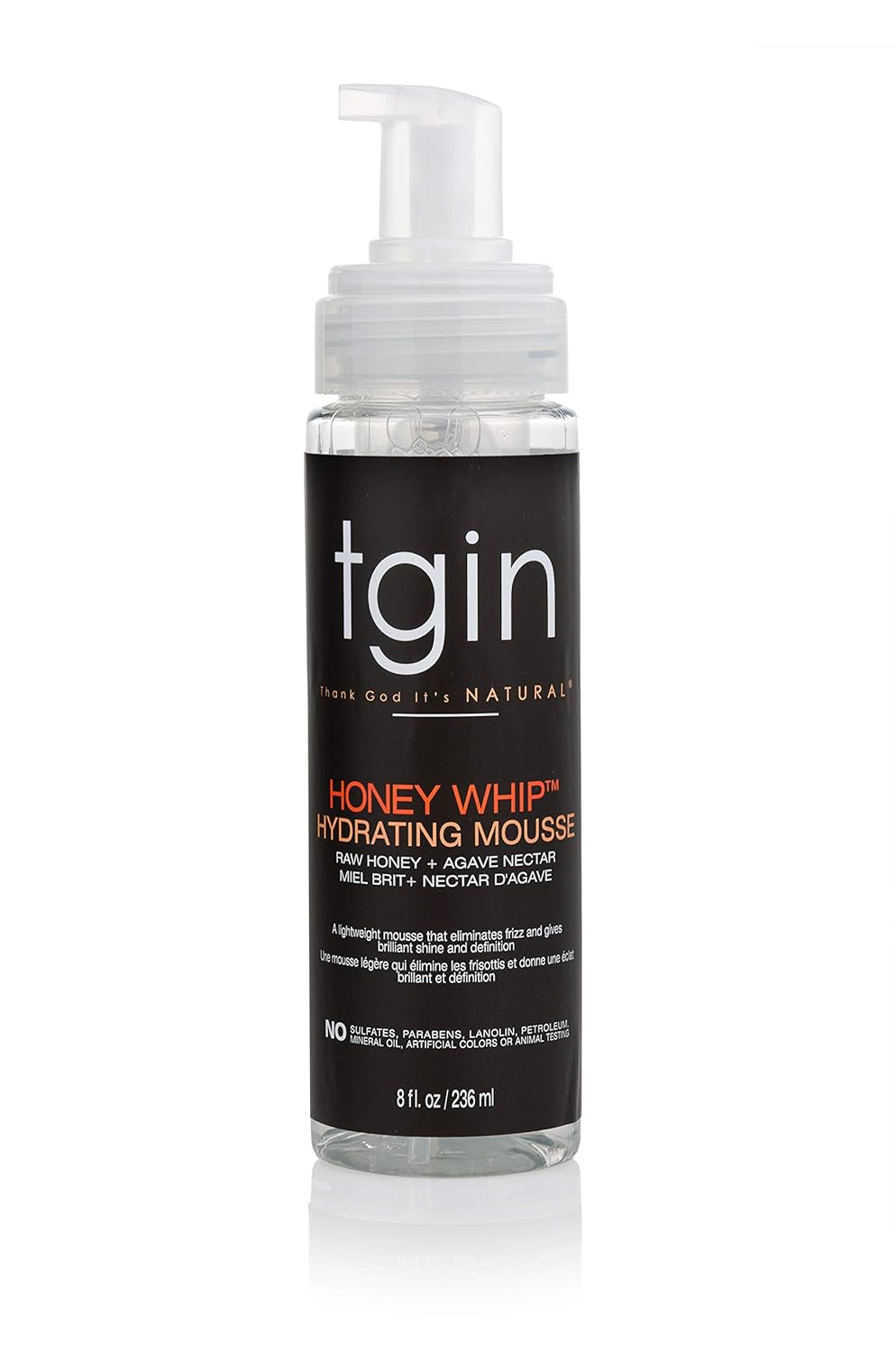 TGIN Honey Whip Hydrating Mousse - Nourishing Formula for Natural, Curly, and Dry Hair | 8 Oz