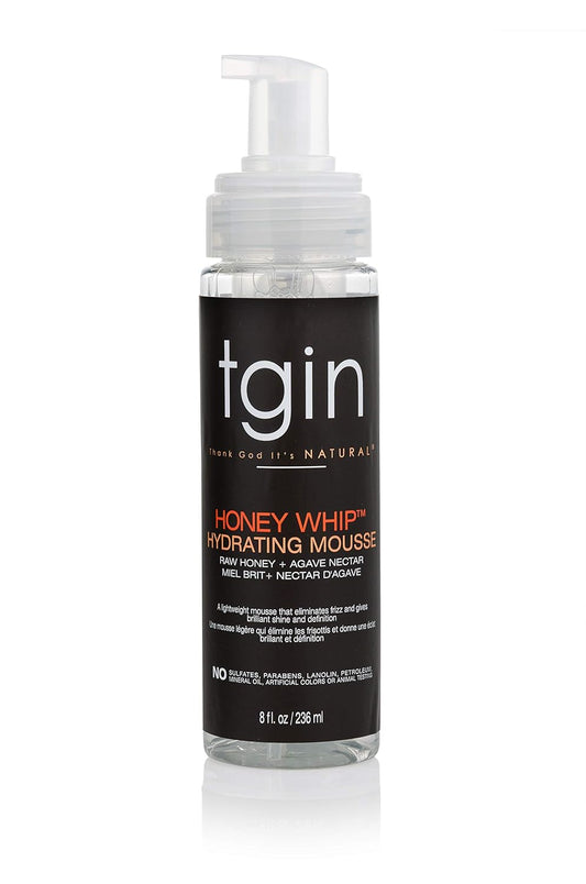 TGIN Honey Whip Hydrating Mousse - Nourishing Formula for Natural, Curly, and Dry Hair | 8 Oz