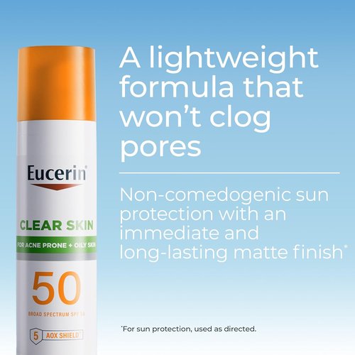 Eucerin Sunscreen Lotion SPF 50 - Lightweight Formula for Acne-Prone Skin | 2.5 Fl Oz Hypoallergenic