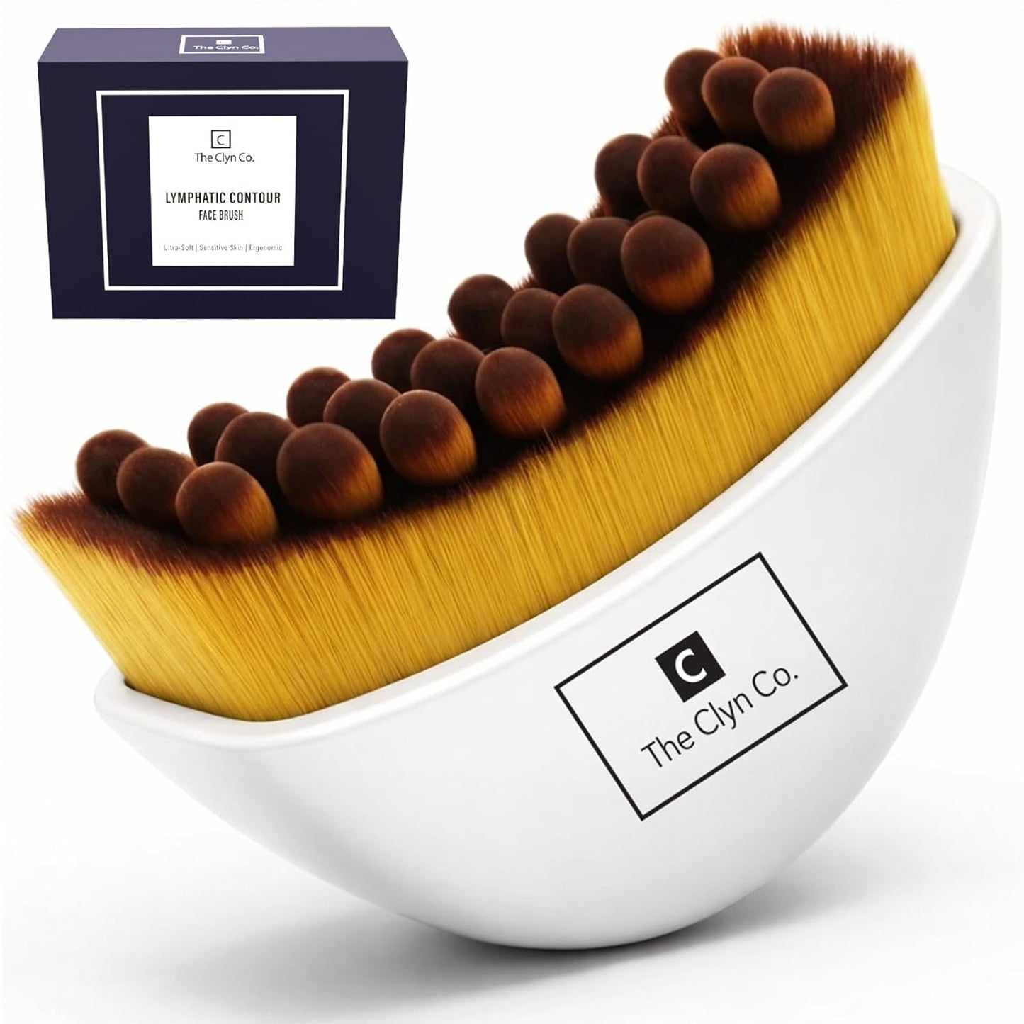 Skiennix Lymphatic Contour Face Brush - Ultra Soft Bristles & Ergonomic Handle for Radiant Skin