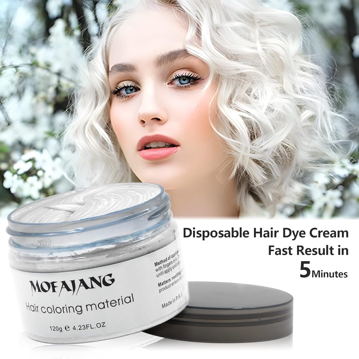 White Hair Color Wax by [Brand Name] - 4.23 oz Natural Styling Pomade for Cosplay & Parties