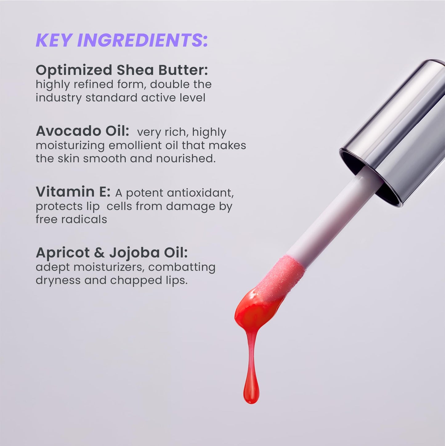 Wonderskin Lip Oil Rehab Serum - Tinted Lip Oil for Women, Hydrating, Moisturizing, and Non-Sticky Bright Red Tint Serum for Dry Lips (Flirt)